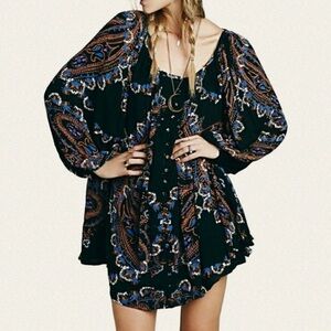 Free People Oversized Paisley Mini Dress